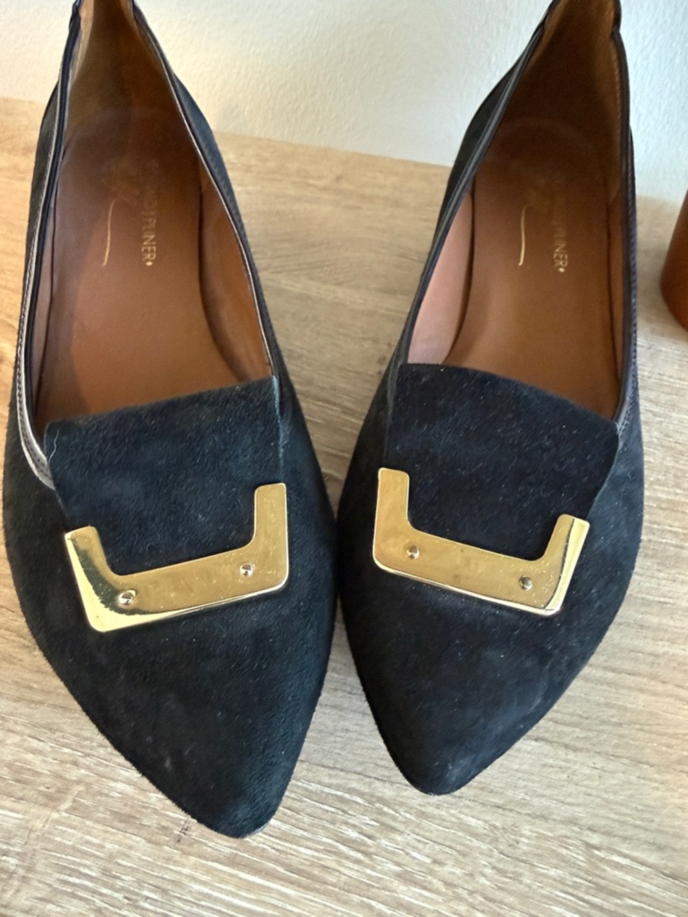 Donald J Pliner Nila Black Patent Suede Leather Wedge, 9 - Picture 3 of 10